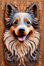 A wallart design of a charming dog, a symbol of faithfulness, beautiful art, animal creatures, volumetric lighting, intricated