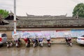 Walled ancient mansion built from Qing dynasty in light summer rain