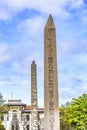 Walled  Pillar and Theodosius Obelisk Hippodrome Istanbul Turkey Royalty Free Stock Photo