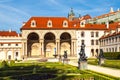 Wallenstein palace, the seat of Senate of Czech Republic, on sunny day. View from Wallenstein garden, Lesser Town Royalty Free Stock Photo