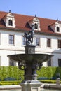 Wallenstein Palace, 17th century baroque style building, sculpture in the courtyard, Prague, Czech Republic Royalty Free Stock Photo