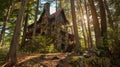 Wallers Nest, a secluded cabin enveloped by lush, whispering forests, emanates rustic. Generative Ai Royalty Free Stock Photo