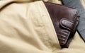 Wallet in the back pocket of casual pants Royalty Free Stock Photo