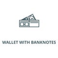 Wallet with banknotes vector line icon, linear concept, outline sign, symbol Royalty Free Stock Photo