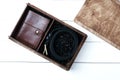 Wallet and belt - gift set mens accessories close-up