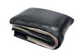 Wallet, billfold, black leather wallet isolated on white background, wallet full on white background, wallet full of banknotes