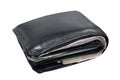 Wallet, billfold, black leather wallet on white background, wallet full on white background, wallet full of banknotes