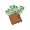 Wallet with bills dollars. Business concept