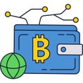 Wallet bitcoin digital crypto money icon vector