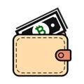 Wallet Bitcoin icon, finance flat symbol, economy deposit cash vector illustration sign