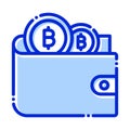 Wallet, bitcoin wallet, money, cryptocurrency fully editable vector icons
