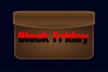 Wallet black friday vector icon banner, black