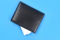 Wallet black leather with blank white card mock up Royalty Free Stock Photo