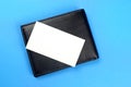 Wallet black leather with blank white card mock up Royalty Free Stock Photo