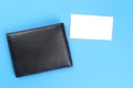 Wallet black leather with blank white card mock up Royalty Free Stock Photo