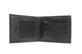 Wallet black leather opened isolated on a white background Royalty Free Stock Photo