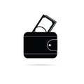 Wallet black and white vector silhouette