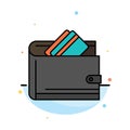 Wallet, Cash, Credit Card, Dollar, Finance, Money Abstract Flat Color Icon Template