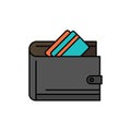 Wallet, Cash, Credit Card, Dollar, Finance, Money  Flat Color Icon. Vector icon banner Template Royalty Free Stock Photo