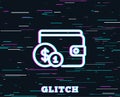 Wallet with Cash money line icon.