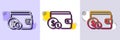 Wallet with Cash money line icon. Halftone dotted pattern. Vector