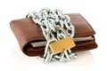 Wallet in chains with padlock