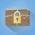 Wallet closed on the lock Royalty Free Stock Photo