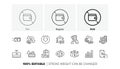 Wallet, Coins and Contactless payment line icons. For web app, printing. Line icons. Vector