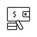 Wallet, coins icon. Simple line, outline vector elements of economy icons for ui and ux, website or mobile application