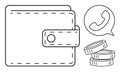 Wallet with Coins and Phone Call Bubble Representing Financial Transactions and Mobile Communication Royalty Free Stock Photo