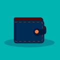 Wallet color Icon in trendy flat style isolated on blue background. Vector symbol