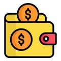 wallet color outline icon, shopping and discount sale icon