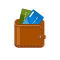 Wallet with credit bank cards.