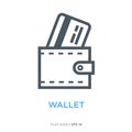 Wallet with credit card line flat icon