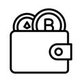 Wallet, cryptocurrency wallet, coins, digital transactions fully editable vector icons