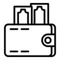 Wallet currency icon, outline style