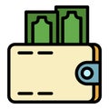 Wallet currency icon color outline vector