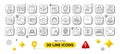 Wallet, Cyber attack and Report line icons pack. For web app. 3d design elements. Vector