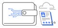 Digital Wallet with Circuit Lines and User Profile for Cloud Data Management and Rating Concept Royalty Free Stock Photo