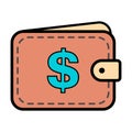 Wallet Dollar icon, finance flat symbol, economy deposit cash vector illustration sign