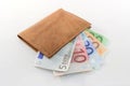 Wallet with euro banknotes Royalty Free Stock Photo