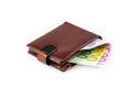 Wallet with euro banknotes.