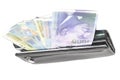 Wallet with euro banknotes isolated on white Royalty Free Stock Photo