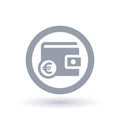 Wallet Euro icon - European purse money symbol