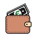 Wallet Euro icon, finance flat symbol, economy deposit cash vector illustration sign
