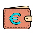 Wallet Euro icon, finance flat symbol, economy deposit cash vector illustration sign