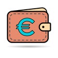 Wallet euro icon shadow, finance flat symbol, economy deposit cash vector illustration sign