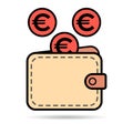 Wallet euro icon shadow, finance flat symbol, economy deposit cash vector illustration sign