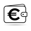 Wallet euro icon shadow, finance flat symbol, economy deposit cash vector illustration sign