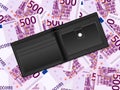 Wallet on five hundred euro background Royalty Free Stock Photo
